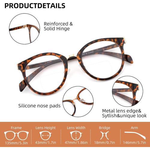 3 Pack Bifocal Reading Glasses for Women Men Clear Top Rectangle Multifocal Readers Blue Light Bi-focal Eyeglasses (Multicolor,  2.50)