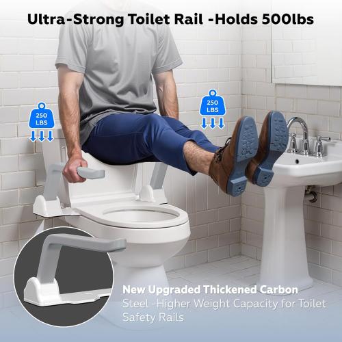 ZEAGUS Toilet Safety Rails for Seniors,500lb Heavy-Duty Toilet Safety Frame,Grab Bars,60° Adjustable & Space-Saving Toilet Assist Arms,Toilet Handles for Elderly,Disabled,and Mobility Impaired