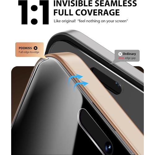 PDDKISS 2 Pack Privacy Screen Protector for iPhone 16 Pro
