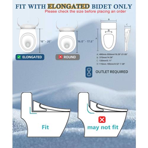Electric Bidet Toilet Seat Elongated with Heated Seat, Warm Air Dryer, Endless Warm Water, Oscillating and Pulsating Spray Wash, Stainless Steel Self-Clean Nozzle (Single Temperature Display)