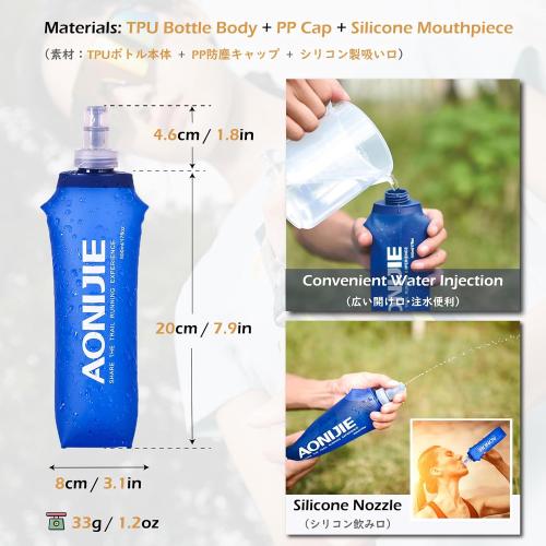 TRIWONDER Handheld Water Bottle for Running, Quick Grip Chill 17 oz Handheld Soft Water Bottle with Hand Strap Hydration Pack, BPA Sport Soft Flask (Black)