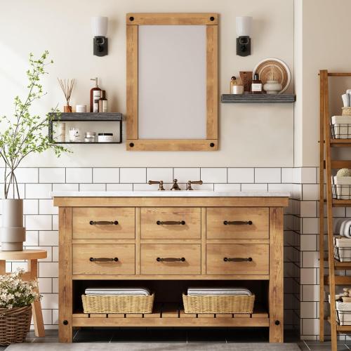 QEEIG Bathroom Shelves Over Toilet - Wall Mounted Floating Shelves Toilet Paper Storage Small Farmhouse Decor Shelf 16 inch Set of 2, Grey (019-GY2)