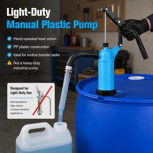 55 Gallon Drum Pump Plastic Hand Lever-Action Barrel Pump Fits 5-55 Gallon Drums - Transfers Motor Oil, Diesel, Lubricants, Kerosene, Gear Oil, Fuel, Water, Alcohol