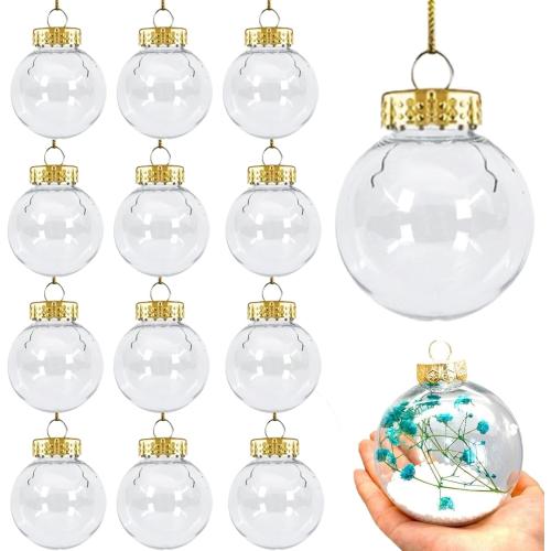 Clear DlY Fillable Ornaments Balls,2.36 Transparent Balls Plastic Baubles for Crafting DlY,Round Clear Ball Ornament forXmas Tree,Home Decoration,Wedding,Party,Christmas