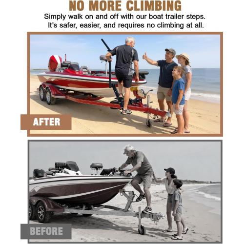 Boat Trailer Steps, Heavy Duty Trailer Winch Post Steps with Handle | Universal Fit for 3 x 3, 3.5 x 3.5, Non-Slip Surface, 450Lbs Capacity