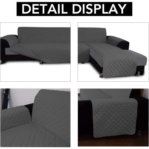 Easy-Going Sectional Couch Covers for Dogs L Shape Sofa Cover Reversible Sofa Slipcover Chaise Lounge Cover Furniture Protector Cover for Pets Dog Cat (Large, Dark Gray/Dark Gray)
