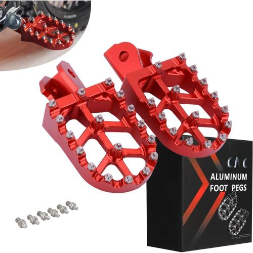 JFG RACING Dirt Bike Foot Pegs,MX Foot Pedals Rests CNC for CRF150F CRF230F 2003-2019/Sur Ron/Surron/X160/X260/KDX200 1983-1994 - Red