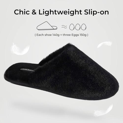 Snug Leaves Women's Fuzzy Scuff Slippers Soft Comfy Memory Foam Non-slip Indoor House Shoes