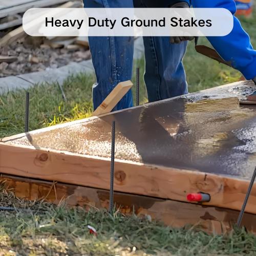 Rebar Stakes 24 Inch 40 Pack Straight Ground Stakes 1/4 Inch Diameter Heavy Duty Metal Spikes with Chisel Point End for Landscape Timber, Cement and Concrete Form, Black