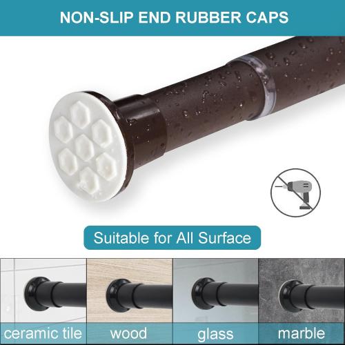 Oxdigi Tension Shower Doorway Curtain Rod/Adjustable 141.7-161.4 inches No Drilling Window Curtain Rod for Bethroom, Indoor Decor/Bronze