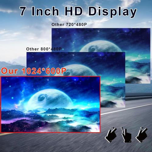 Wireless 7 inch Double Din Car Stereo with Apple Carplay,Bluetooth FM Car Radio,Backup Camera,HD IPS 1024 * 600 Touch Screen,Mirror Lin,Build-in Mic/USB/AUX/Android Auto/SWC/Audio