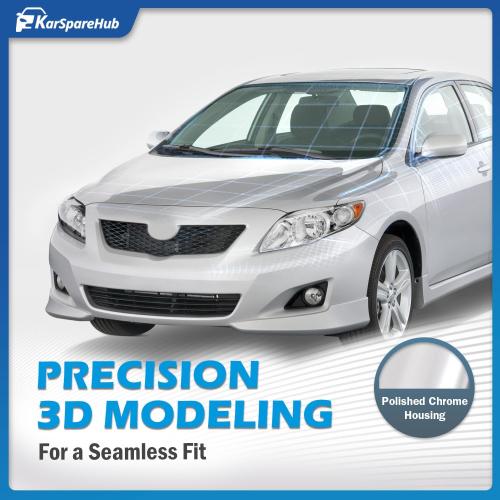 KarSpareHub Headlights Assembly for 2009-2010 Toyota Corolla Halogen Headlamp Replacement Chrome Housing Amber Reflector Passenger and Driver Side