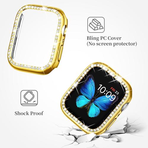 SUPOIX for Apple Watch Band S11/10 42mm Case,Bling Bands for Women-Gold