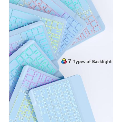 Akkerds for iPad A16 Case with Keyboard - 7 Colors Backlit Keyboard for iPad 10th Generation/iPad Air 11 Inch - Wireless Folio Cover for iPad Air 10.9 Inch/iPad Pro 11 Inch 2022/2021/2020 -SkyBlue