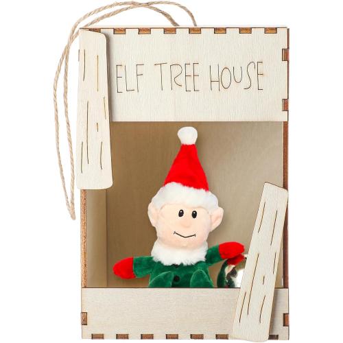 Christmas Elf Tree House Ornament 6 Inch Elf Carrier Christmas Tree Decor Ornament Prop with String for Xmas Decoration Party