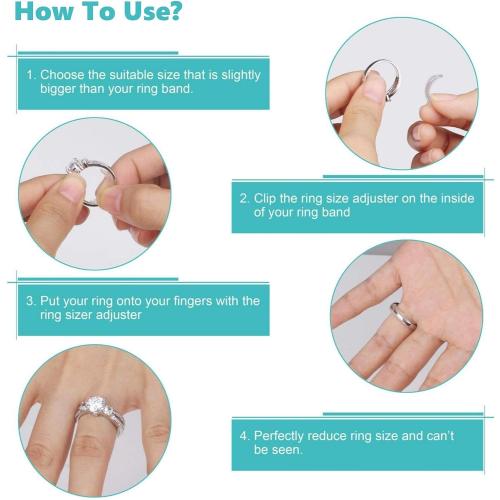 Feramox Ring Size Adjuster for Loose Rings, Invisible Clip-on Guards(8 pcs) | Stops Slipping, Patented Clear Clip-on Sizers in 8 Sizes, Fit Band Width 1mm-10mm, Invisible & Comfortable for Daily Wear