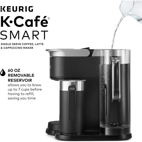 Keurig K-Café SMART Single Serve Coffee Maker with WiFi Compatibility, Latte and Cappuccino Machine with Built-In Frother, 6 Brew Sizes, Black (missing parts)