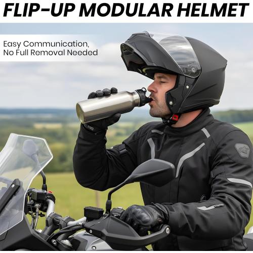 Favoto Modular Motorcycle Helmet, Flip Up Helmet with Dual Visor, DOT Approved, Lightweight Full Face Helmet Street Dirt Bike ATV Off Road Motocross Helmet for Adults