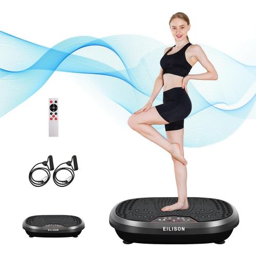 EILISON FitMaxx 3D XL Vibration Plate Exercise Machine - Whole Body Workout Vibration Platform w/Loop Bands - Lymphatic Drainage Machine for Weight Loss, Shaping, Recovery