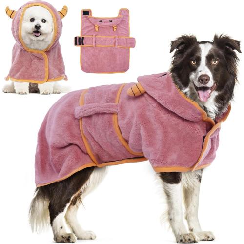 Size XS DENTRUN Dog Robes for After Bath - Super Absorbent & Fast Drying Coat with Hood, Puppy Bathrobe Beach Essentials, Bath Towels for Drying Dogs Small, Bath/Beach/Swimming Quick Dry Towel Robe