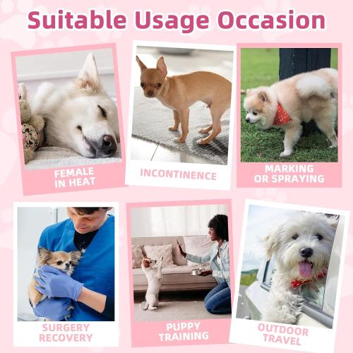 Disposable Dog Diapers Female 90 Count Doggie Diapers for Female Dogs Super Absorbent Extra Large Dog Pads for Heat Excitable Urination or Incontinence - Pink