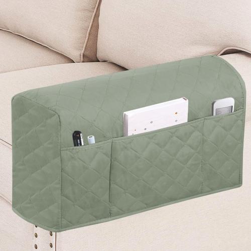 Turquoize 2 Pack Waterproof Armrest Covers for Chairs and Sofas - Couch Arm Covers with Side Pocket Anti-Slip Furniture Protector Washable Slipcovers Set of 2, Sage