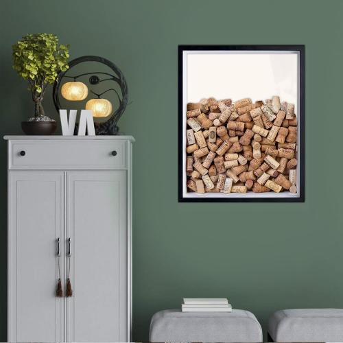 Black 16x20 EKMAX Shadow Box Frame in Black with Soft Linen Back - Composite Wood with Plexiglass for Wall and Tabletop