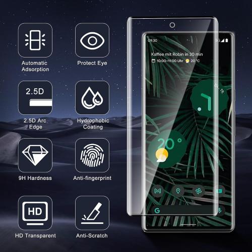3 Pack for Google Pixel 6 Pro Screen Protector, 9H Tempered Glass Full Coverage, Case Friendly, HD Clear, Anti-Scratch, Fingerprint Compatible, Bubble-Free for Pixel 6 Pro 5G 6.7”