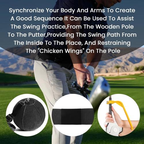 Amy Sport Golf Swing Training Aid Wrist Hinge Adjustable Arm Band with Hanger Smartball Connection Band for Correction, Men Women Ball Between Arms Practice Tool