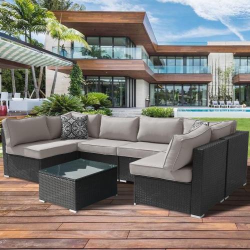 14Pcs Outdoor Cushion Covers Replacement Washable w/Zipper for 6-Seaters Sofa Patio Slipcovers Set Seat and Back Covers Only-25x25x3.15inch