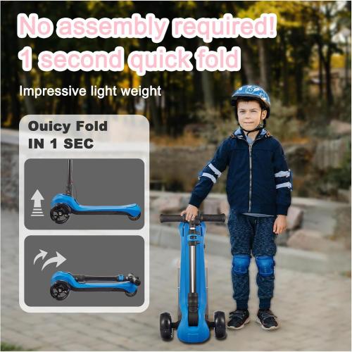 3 Wheel Electric Scooter for Kids Ages 3 , LCD Display, Colorful Lights, Reliable Thumb Throttle, 3 Adjustable Height, 5Mph Safe Speed and Long Range, Foldable Kids Electric Scooter