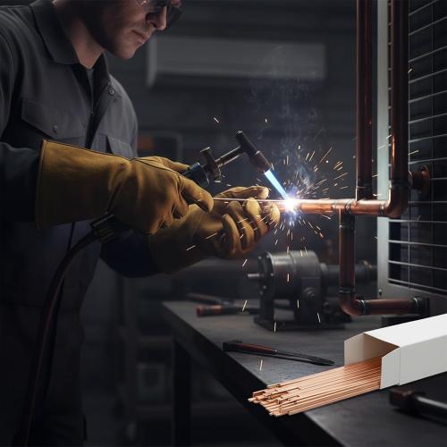 40 Sticks 15% Silver Brazing Rods – Flat Phos Copper Welding Rods for HVAC, Air Conditioner, Refrigerator – AWS BCuP-5 Silver Solder Brazing Alloy 0.050x1/8x10 (40pcs)