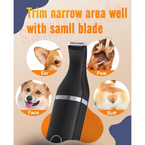 oneisall Dog Paw Trimmer,Corldless Paw Trimmer for Dogs with Double Blades,Quiet 2 Speed Small Dog Grooming Clippers for Paws, Eyes, Ears, Face, Rump (Black)