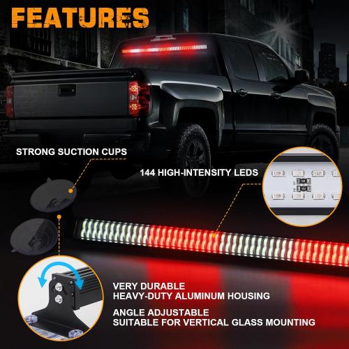 Size 35 XRIDONSEN 35 inch Traffic Advisor Firefighter Light Bar 144 LED Red White Emergency Lights Warning Flashing Safety Interior Windshield strobe lights w/Directional for Volunteer Vehicles Trucks POV
