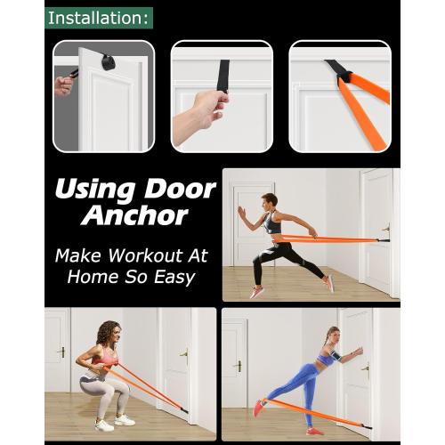 Zacro Resistance Bands, 6 Resistance Levels Pull Up Assistance Bands, Exercise Bands for Men&Women, Heavy Duty Resistance Band Set with Door Anchor, for Working Out, Muscle Training, Physical Therapy
