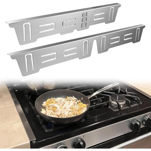 Stove Gap Covers Stainless Steel, Stove Gap Filler Between Stove and Counter, Stove Gap Guards and Range Trim Kit, Easy Retractable Length 13.8 to 27.6, Width 1, Heat-Resistant Stove Guard (2 Pack)