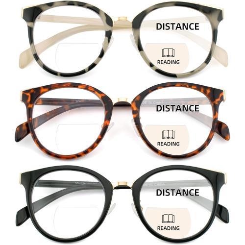 3 Pack Bifocal Reading Glasses for Women Men Clear Top Rectangle Multifocal Readers Blue Light Bi-focal Eyeglasses (Multicolor,  2.50)
