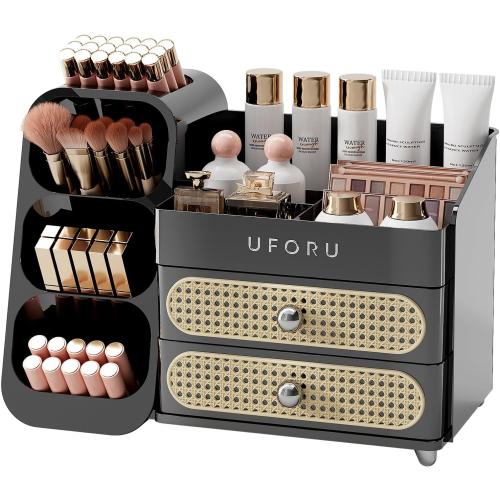 UFORU Makeup Organizer Countertop with Brush Holder for Vanity Bathroom