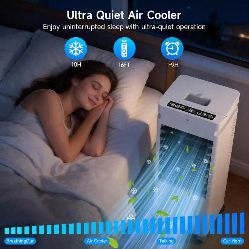 Portable Air Conditioners,Windowless Swamp Cooler Portable AC Unit, Cooling Fan That Blow Cold Air w/Remote 5L Tank 12 Speeds 9H Timer, Evaporative Air Cooler for Bedroom Indoor Room (white)