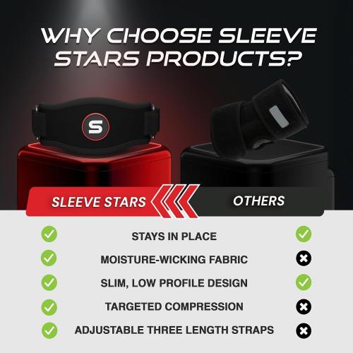 Sleeve Stars Tennis Elbow Brace for Men & Women, Elbow Brace for Tendonitis, Tennis Elbow Strap, Golfers Elbow Brace, Elbow Support Wrap for Tennis Elbow Relief, Fits 9-23 (Pair/Black)