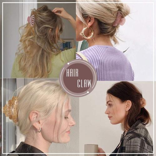 Brinie Hair Claw Clamps Champagne Pearl Hair Barrettes Medium Small Non Slip Clips Hair Accessories for Women and Girls (3 PCS)