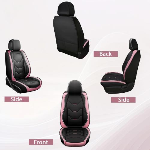 otoez Car Seat Covers Full Set, 5 Seat Pink Leather Seat Cover for Car, Waterproof Automotive Front and Back Seat Protectors for Most Sedens Trucks SUVs, Black & tan with pillows