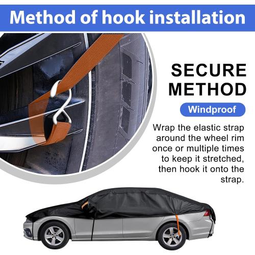Half Car Cover Top, Hail Protector Car Cover with Cotton Liner, Sunroof & Windshield Cover for Ice and Snow, All Weather Vehicle Body Cover for Sun, Rain, Dust, Fit SUV M