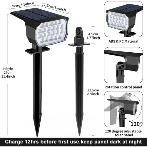 Solar Spot Lights Outdoor Color Changing, [7 Mode/12 Pack] Christmas Landscape Spotlights, Solar Light Outdoor Waterproof, Led Powered Flood Light for Outside Pathway Yard Garden Tree Halloween