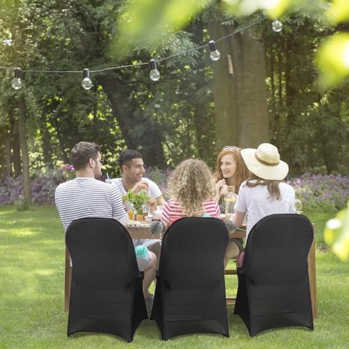 Babenest Spandex Folding Chair Covers Halloween Upgraded 10 PCS Universal Stretch Washable Fitted Chair Slipcovers Protector for Wedding, Holidays, Banquet, Party, Celebration (Black)‼️no visible damage they are thin (sheer)‼️