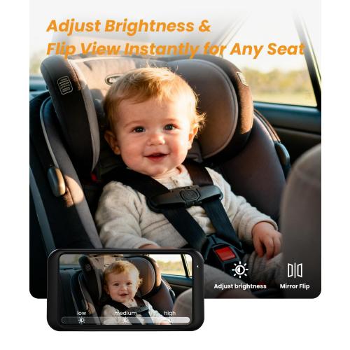 Babyvue USB Baby Car Camera, Backseat Monitor Car Seat Mirror | 1080P HD Easy Install, Auto IR Night Vision, 360° Rotating for Rear-Facing Kids Infant & New Parents(White)