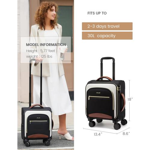 LOVEVOOK Underseat Carry On Luggage With Wheels, 16 Inch Softside Underseat Luggage Spinner, 18x14x8 inches Travel Bag With TSA Lock, Water-Resistant Lightwhight Personal Item for Travel