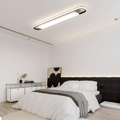 4Ft Modern Smart LED Linear Ceiling Lights Dimmable LED Ceiling Lamp with Remote Control,65W Metal/Acrylic Flush Mount Ceiling Lighting Fixtures for Kitchen Living Room Kitchen Dining Room (48)