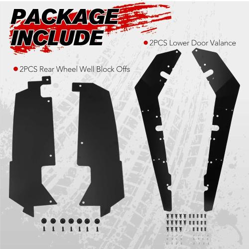 A & UTV PRO Rear Wheel Well Block Offs and Lower Door Trim Panels for Polaris RZR PRO XP 2020-2025, Rear Splash Guard Fender Flares Mudguard with Lower Door Valance Trim Accessories, 2 Door