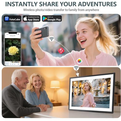 15.6 Digital Calendar Chore Chart – 1080P Full HD Interactive Touchscreen, Smart Family Planner, Hearth Display Digital Calendar Wall & Desk Mountable for Seamless Scheduling (Black)